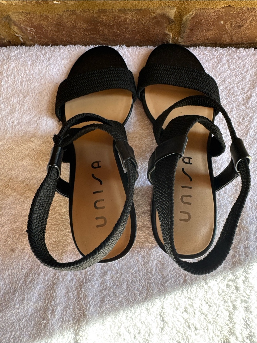 Unisa Black Braided Ankle-Strap Sandals